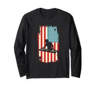 American Flag DJ Disc Jockey Plattenspieler Musik Audio Langarmshirt