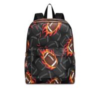 American Football mit Flamme, Rucksack, Reisetasche für Herren und Damen, leicht, lässig, Tagesrucksack, Schultasche für Studenten, Teenager