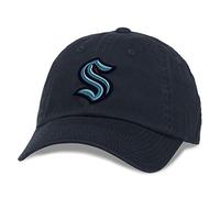 American Needle Seattle Kraken NHL Baseballmütze, lässig, entspannte Passform, mit gebogener Krempe, Verstellbarer Schnallenriemen, Dad-Kappe, Blue Line Collection, Navy (40742A-SEK-NAVY)