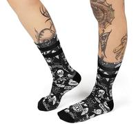 American Socks Hella Hot Socken, mittelgroß, 2 Größen, entworfen in Barcelona, Zusammensetzung 67 % Coolmax für Damen oder Herren, mittelhohe Socken, Schwarz , L/XL
