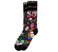 American Socks Sorcerer-Socken, mittelgroß, 2 Größen, Design in Barcelona, ethisch hergestellt in Portugal, 67 % Coolmax, feuchtigkeitsabsorbierend, Schwarz , S/M