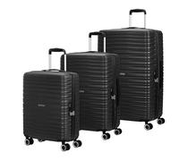 American Tourister Aerotech - 3-teiliges Hartschalen Kofferset (Handgepäck, Mittel, Groß), Erweiterbar, Trolley-Set mit TSA-Schloss - Schwarz (Metallic Black)