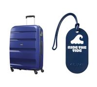 American Tourister Bon AIR Spinner L Koffer 75 cm blau mit Kofferanhängern, Ride the Tide