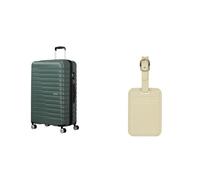 American Tourister Flashline Spinner L Koffer 78 cm, grün, mit Kofferanhängern, Coconut Sand