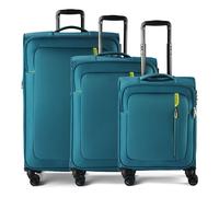 American Tourister Kofferset Nitestream 3-teilig, 4 Rollen, Dehnfalte – Teal/Lime