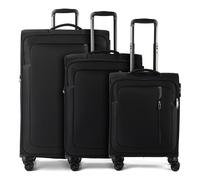 American Tourister Kofferset Nitestream 3-teilig 4 Rollen mit Dehnfalte Schwarz