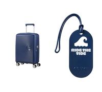 American Tourister Soundbox Handgepäckkoffer 55 cm blau mit Kofferanhängern, ride the tide