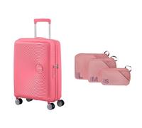 American Tourister Soundbox Handgepäckkoffer 55 cm rosa mit 3er-Set Packwürfel, lila/rosa