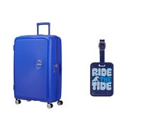 American Tourister Soundbox Hartschalenkoffer 77 cm groß blau mit Kofferanhängern, Ride the Tide