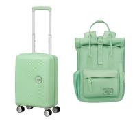 American Tourister Soundbox Mini & Urban Groove - Kinderkoffer, 47 cm, 22 L & Rucksack, 31 cm, 7 L - Mini-Reise-Set - Pastellgrün