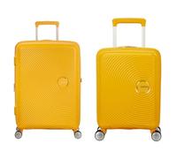 American Tourister Soundbox & Soundbox Mini - Erweiterbares Handgepäck, 67 cm, 81 L & Kinderkoffer, 47 cm, 22 L - Familien-Set - Goldgelb