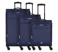 American Tourister Street Roll 4 Rollen Kofferset 3-teilig mit Dehnfalte blau