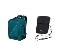 American Tourister Take2Cabin Kabinentasche 40 x 30 x 20 cm türkis mit RFID Brustbeutel, Black