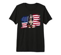 American USA Flag 4th Fourth July Patriotic Cavalier Dog Mom Premium T-Shirt