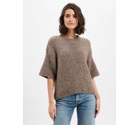 american vintage Kurzarm-Pullover mit Alpaka-Anteil Damen taupe, M/L