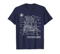 Amerikanische Apollo Mission Mondkapsel Blaupause T-Shirt, Herren, Marineblau, 3XL