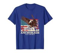 Amerikanische Flagge Adler Anker Patriotismus Alaska Patriotismus T-Shirt, Herren, Königsblau, XL