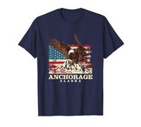 Amerikanische Flagge Adler Anker Patriotismus Alaska Patriotismus T-Shirt, Herren, Marineblau, XL