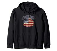 Amerikanische Flagge Curling T-Shirt Curler Sliding Stone Kapuzenjacke