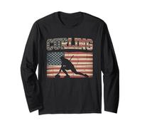 Amerikanische Flagge Curling T-Shirt Curler Sliding Stone Langarmshirt
