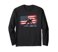 Amerikanische Flagge Curling T-Shirt Curler Sliding Stone Langarmshirt