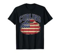Amerikanische Flagge Curling T-Shirt Curler Sliding Stone T-Shirt