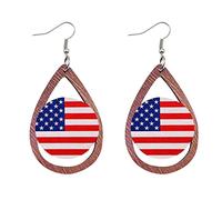 Amerikanische Flagge der USA baumelt interessante Tropfen und Sonnenblumen in der Form Bohemian Ohrringe für Frauen 4. Juli, Coole Creolen (A-C, One Size)