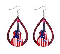 Amerikanische Flagge der USA baumelt interessante Tropfen und Sonnenblumen in der Form Bohemian Ohrringe für Frauen 4. Juli, Coole Creolen (A-A, One Size)