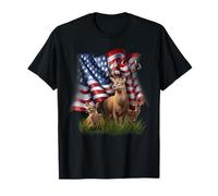 Amerikanische Flagge Hirsch Buck Doe Rehkitz Patriotische Tierwelt T-Shirt