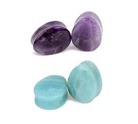 Amethyst, Amazonit, Ohrstecker, Tunnel, Bio-Stein, Dehner, Ohrringe, Tropfenform, doppelt ausgestellt, Körperpiercing-Schmuck-Set, Stein, Achat,