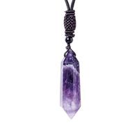 Amethyst Crystal Necklace - 3-4cm Natural Purple Quartz Pendant Necklace For Women And Men, Healing Crystal Jewelry With Adjustable Chain, Spiritual Pendant For Meditation, Yoga, And Ever