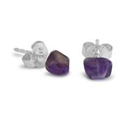 Amethyst Ohrstecker aus 925 Silber mit natürlichen Nuggets (8-10mm)