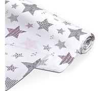 Amilian Baumwollstoff Meterware, Stoffe, Stoffreste, Stoffpaket: ca. 160 cm x 200 cm, zum Nähen, für Patchwork 100% Baumwolle DIY Baumwollstoff, Baumwolltuch, Nähstoffe, Sternschnuppe Rosa