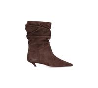 Amina Muaddi Stiefel - Ruched Dark Brown Suede Ankle Boots - Gr. 38,5 (EU) - in Braun - für Damen