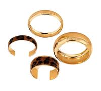 AMISENK 4Pieces Stylish Hiphop Bangles Unique Wristbands Punk Wide Cuff Geometric Bracelets for Women Seeking Unique Accessories Party Accessory Bangle