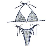 AMISENK Damen Badeanzug Dreieckig Vintage Druck Neckholder Badebekleidung Verstellbarer Rücken Krawatte Badeanzug Modische Badebekleidung Für Damen