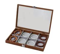 AMISENK Elegante Walnussholz Schmuckschatulle Holzaufbewahrung Mit Einzelnen Gittern Und Deckel Für Dekorationsorganisatoren Vintage Stil