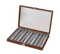 AMISENK Elegante Walnussholz Schmuckschatulle Holzaufbewahrung Mit Einzelnen Gittern Und Deckel Für Dekorationsorganisatoren Vintage Stil