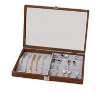 AMISENK Elegante Walnussholz Schmuckschatulle Holzaufbewahrung Mit Einzelnen Gittern Und Deckel Für Dekorationsorganisatoren Vintage Stil