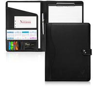 AMKSONS Schreibmappe A4 Schwarz - Business Pack (5 Stück)- Ideal für Großabnehmer - PU-Leder Konferenzmappe mit Klemmbrett, Notizblock & Magnetverschluss