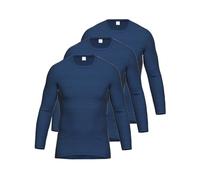 Unterhemd AMMANN "3er Pack Shirt 1/1 Arm Day Classic / Jeans Feinripp", Herren, Gr. 7, N-Gr, dunkelblau, Obermaterial: 75% Baumwolle CO. 25% Polyester PES., Unterhemden Unterhemd (15869833-7) dunkelbl
