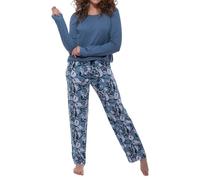 Ammann Damen Schlafanzug Night & Home - 100% Baumwolle, Hautfreundlich & Atmungsaktiv, Langarm-Shirt und Lange Hose, Komfortabel & Stilvoll für Homewear