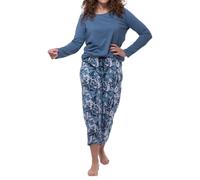 Ammann Damen-Schlafanzug Night & Home - 100% Baumwolle, Hautfreundlich & Atmungsaktiv, Set aus Langarm-Shirt und 7/8 Hose, Perfekt für Homewear & Nachtschlaf.