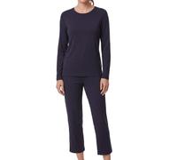 Ammann Damen Schlafanzug Set - Mix & Match 7/8-Hose mit elastischem Gummizug & Bindekordel, Langarm-Shirt mit Rundhalsausschnitt - Weiche Materialmischung aus Baumwolle & Modal