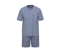 Ammann Herren Schlafanzug kurz mit V-Ausschnitt aus Bio-Baumwolle Blau 54 (XL)