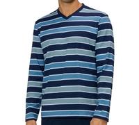 Ammann Herren Schlafanzug Oberteil Langarm mit V-Ausschnitt - 100% Baumwolle, Bequem & Atmungsaktiv - Mix & Match Schlafshirt mit komfortablem Schnitt - Maschinenwäsche & Trocknergeeignet