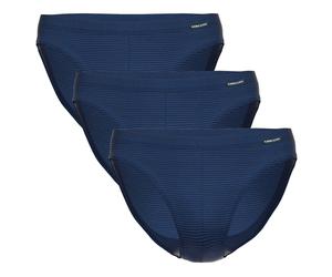 AMMANN Herren Slip 3er Pack - Jazz Pants Jeans, Feinripp, Softbund, Ton-in-Ton Streifen, Baumwollmischung XL Blau