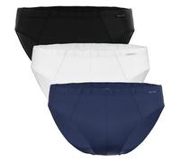 AMMANN Herren Slip 3er Pack - Mini Slip Cotton & More, Ton-in-Ton Streifen, Baumwollmischung Weiß/Dunkelblau/Schwarz 2XL