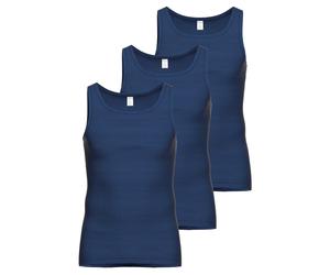 AMMANN Herren Unterhemd 3er Pack - Jeans, Verlängerter Rücken, Baumwollmischung Dunkelblau 2XL