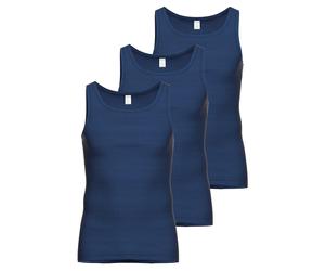 AMMANN Herren Unterhemd 3er Pack - Jeans, Verlängerter Rücken, Baumwollmischung Dunkelblau / 2XL XXL Blau